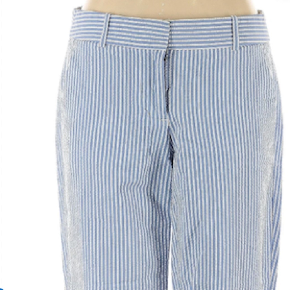 J. Crew Blue/White SeerSucker Capris Size 12